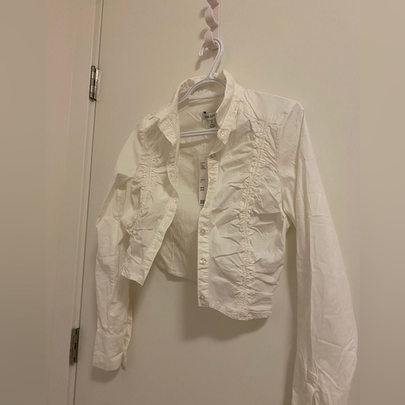 cropped button down white urban outfitters crop collared top - Picture 2 of 4